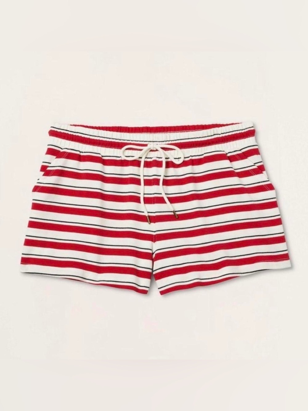 PARKE Target Stripe Red & White Athletic Drawstring Shorts L